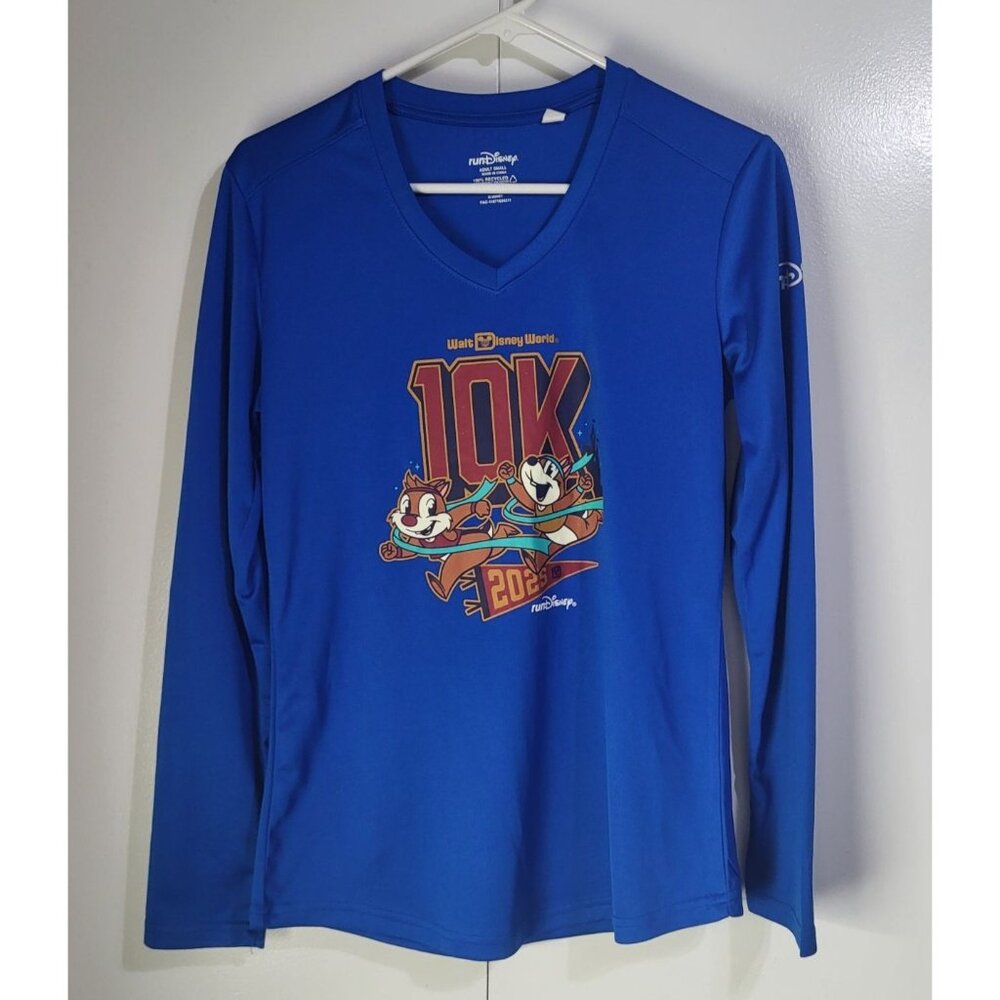 RUN DISNEY 2024 Marathon Weekend Shirt 10K Chip & Dale Long Sleeve Blue SZ Small - Picture 2 of 9
